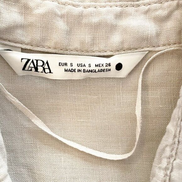 Zara V Neck Button Front Collared in Mid Mink Shirt Top Small - Picture 8 of 8